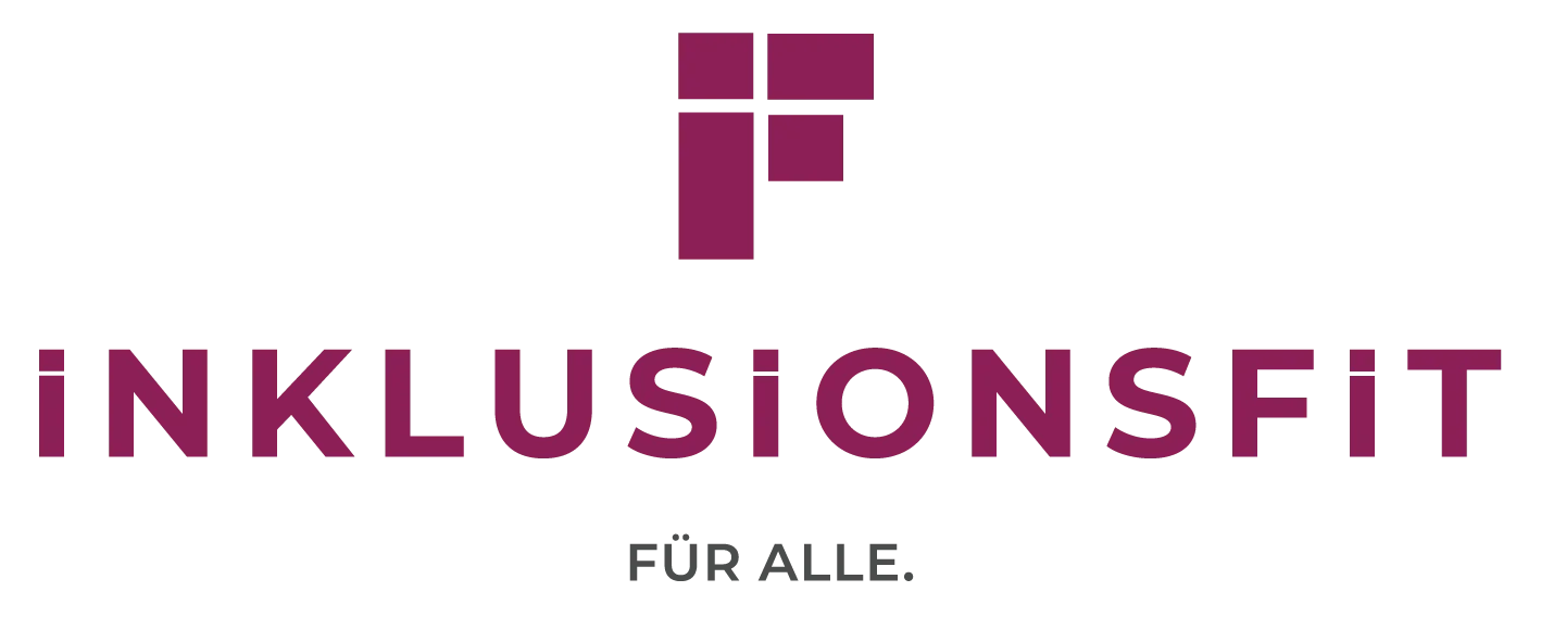 Logo von Inklusionsfit mit dem Claim 'für alle.'