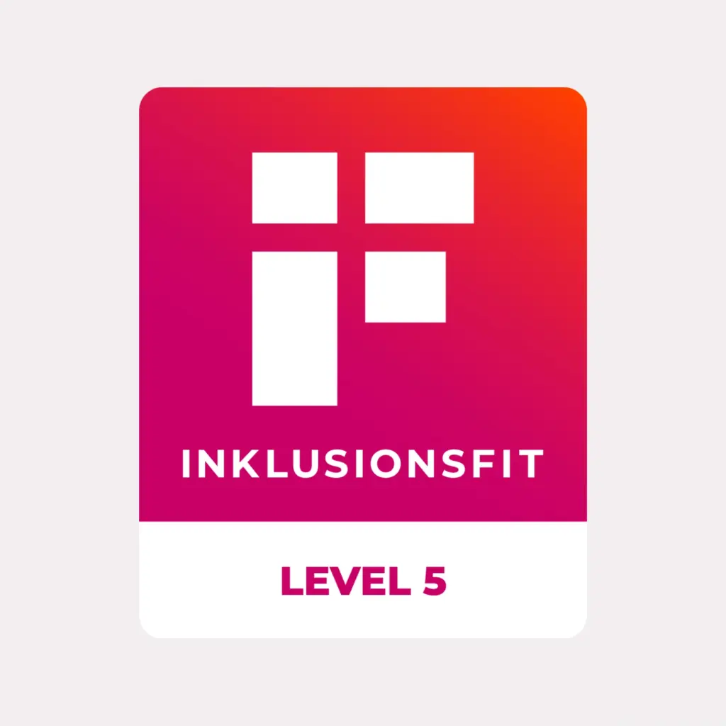 Siegel des Inklusionsfit Instituts, Level 5 Zertifizierung.